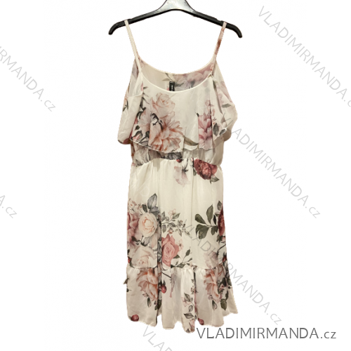 Šaty šifónové letné na ramienka dámske (S/M ONE SIZE) TALIANSKA MÓDA IMWB231060/DUR S/M biela