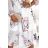 449-6 CARLA Pleated midi dress with buttons and long sleeves - roses on a white background
