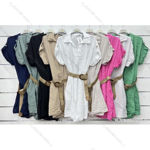 Šaty letné s opaskom krátky rukáv dámske (S/M ONE SIZE) TALIANSKA MÓDA IMWP232494