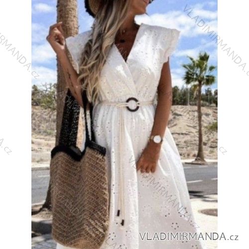 Šaty letné boho krajkové s opaskom krátky rukáv dámske (S/M ONE SIZE) TALIANSKA MÓDA IMWAD232499