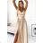 299-8 CHIARA elegant satin maxi dress with straps - gold