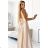 299-8 CHIARA elegant satin maxi dress with straps - gold