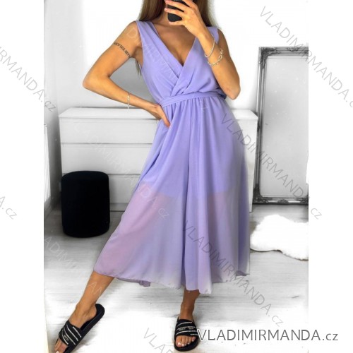 Overal společenské 3/4 nohaice bez rukávu dámský (S/M ONE SIZE) ITALSKÁ MÓDA IM323300 S/M purple