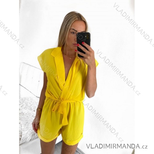 Women's summer short sleeve overall (S / M ONE SIZE) ITALIAN FASHION IMWB222484 S/M yellow