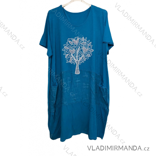 Šaty letní krátký rukáv dámské nadrozměr (3XL/4XL ONE SIZE) ITALSKÁ MÓDA IMWQ23TREE