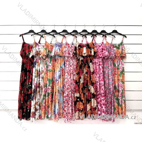 Šaty dlhé letné na ramienka dámske (S / M ONE SIZE) TALIANSKÁ MÓDA IMWY232539