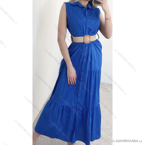 Long Shirt Dress With Belt Summer Sleeveless Ladies (S/M ONE SIZE) ITALIAN FASHION IMPBB23E9742