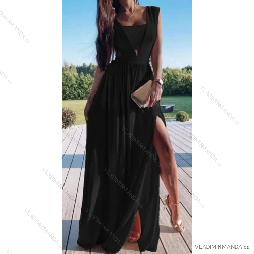 Šaty letní dlouhé bez rukávu dámské (S/M ONE SIZE) ITALSKÁ MÓDA IMPGM2312728