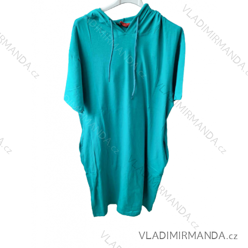 Šaty klasik s kapucí krátký rukáv dámské (3XL-6XL) TURECKÁ MÓDA TML233317/DU 3XL tmavě zelená