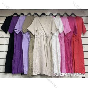 Šaty letní mušelínové krátký rukáv dámské (S/M ONE SIZE) ITALSKÁ MÓDA IMWGS232579