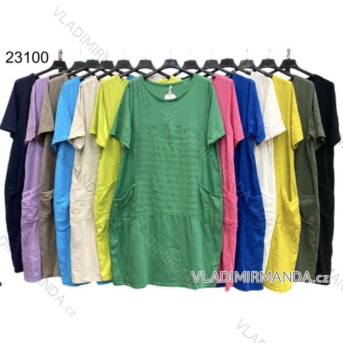 Šaty letní krátký rukáv dámské nadrozměr (3XL/4XL ONE SIZE) ITALSKÁ MÓDA IMWT232583