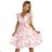 374-6 POLINA Pleated dress with a neckline and frills - pink flowers