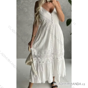 Šaty dlouhé letní boho krajkové na ramínka dámské (S/M ONE SIZE) ITALSKÁ MÓDA IMPGM236406