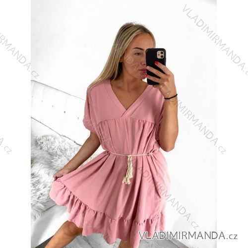 Women's Summer Short Sleeve Dress (S/M/L ONE SIZE) ITALIAN FASHION IM323BELT