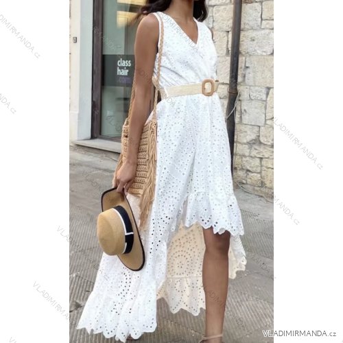 Women's Long Summer Lace Sleeveless Dress (S/M ONE SIZE) ITALIAN FASHION IMPLP2319090205