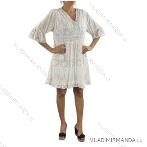 Šaty letní krajkové boho krátký rukáv dámské (S/M/L/XL ONE SIZE) ITALSKÁ MÓDA IMP1682321121