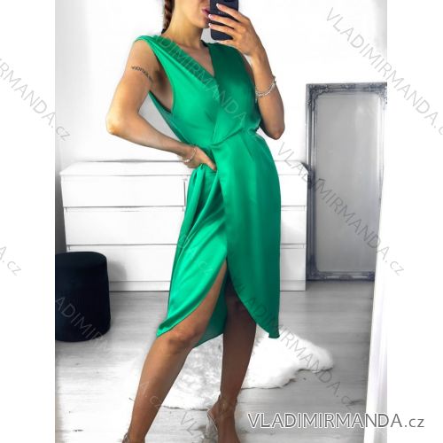 Šaty letné saténové elegantné bez rukávov dámske (S/M ONE SIZE) TALIANSKA MÓDA IMPGM238449