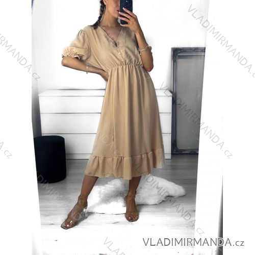 Buttoned Dress with Buttoned Ladies (uni s-m) ITALIAN FASHION IM2203948 S/M béžová