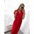 Women's long summer short sleeve dress (S/M ONE SIZE) ITALIAN FASHION IM323111/DU red