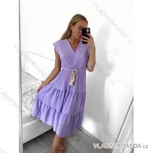 Šaty letní s páskem krátký rukáv dámské (S/M ONE SIZE) ITALSKÁ MÓDA IMM23M7739/DR