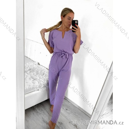 Overal dlhý elegantný krátky rukáv dámsky (S/M ONE SIZE) TALIANSKA MÓDA IMWB23270/DU S/M fialová