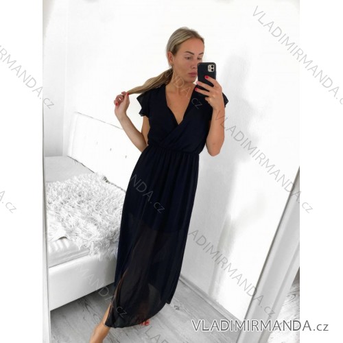 Women's Lace Cotton Short Sleeve Women's Dress (S / M ONE SIZE) ITALIAN FASHION IMWM215877 S/M black