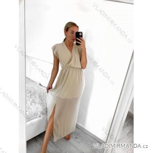 Šaty letné dlhé šifónové krátky rukáv dámske (S/M ONE SIZE) TALIANSKA MÓDA IMWMY232468