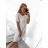Women's Summer Cotton Short Sleeve Dress (S/M ONE SIZE) ITALIAN FASHION IM722253 S/M white