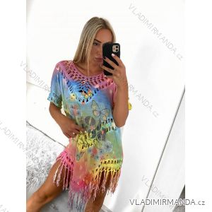 Tunika přehoz oversize plážový přes plavky krátký rukáv dámská (S/M/L ONE SIZE) ITALSKÁ MÓDA IMM23SP0020-3/DU