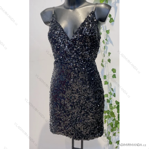 Women's Summer Elegant Sparkly Sequin Strap Dress (S/M ONE SIZE) ITALIAN FASHION IMPLS2321428