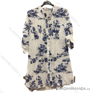 Šaty krátké košilové bavlněné 3/4 dlouhý rukáv dámské nadrozměr (M/L/XL/2XL ONE SIZE) ITALSKá MóDA IM423LENANA/DUR