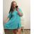 Women's Plus Size Summer Leisure Long Sleeve Dress (L/XL/2XL ONE SIZE) ITALIAN FASHION IMN23ABBY/DUR Mint XL/2XL