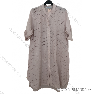 Šaty košilové oversize 3/4 rukáv dámské nadrozměr (XL/2XL ONE SIZE) ITALSKÁ MÓDA IM423MARIA
