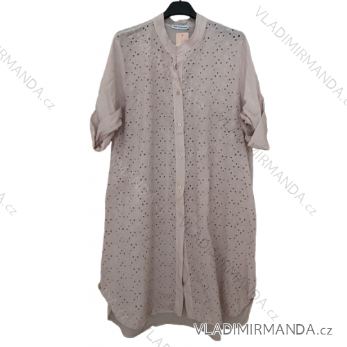 Šaty košilové oversize 3/4 rukáv dámské nadrozměr (XL/2XL ONE SIZE) ITALSKÁ MÓDA IM423MARIA
