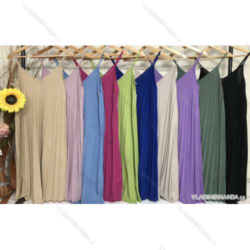 Šaty letní skládané na ramínka dámské (S/M/L/XL ONE SIZE) ITALSKÁ MÓDA IMPGM233564
