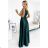 299-9 CHIARA elegant satin maxi dress with straps - green