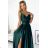 299-9 CHIARA elegant satin maxi dress with straps - green