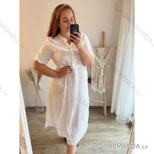 Šaty  oversize 3/4 rukáv dámské nadrozměr (XL/2XL/3XL ONE SIZE) ITALSKÁ MÓDA IM423MISSI