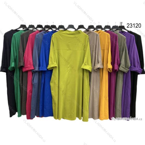 Šaty letní krátký rukáv dámské nadrozměr (3XL/4XL ONE SIZE) ITALSKÁ MÓDA IMWT2323120