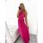 Women's Long Formal Elegant Sleeveless Satin Pleated Dress (S/M ONE SIZE) ITALIAN FASHION IMM23M5790