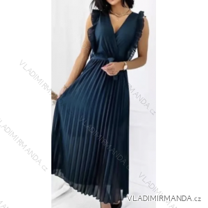 Šaty dlouhé letní elegantní skládané bez rukávu dámské (S/M ONE SIZE) ITALSKÁ MÓDA IMPGM236161