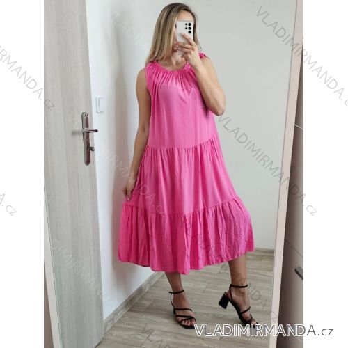 Šaty letní bez rukávů dámské (S/M ONE SIZE) ITALSKá MóDA IM823001