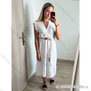 Šaty letní bez rukávů s páskem dámské (S/M ONE SIZE) ITALSKá MóDA IM823003