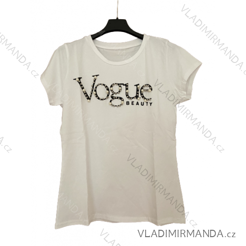 Tričko krátky rukáv dámske  (S/M ONE SIZE) TALIANSKA MÓDA IMM23VOGUE/DUR S/M biela