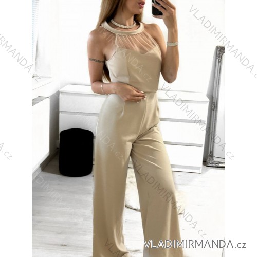 Overal letný dlhý bez rukávu dámske (S/M ONE SIZE) TALIANSKA MÓDA IMPSH232308/DU béžová