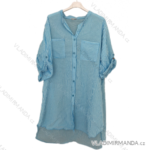 Šaty košilové 3/4 dlouhý rukáv dámské nadrozměr (2XL/3XL ONE SIZE) ITALSKÁ MÓDA IMD23STRIPE/DU