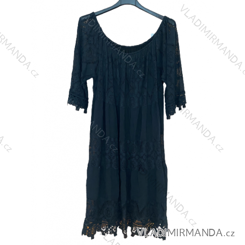 Women's Lace Carmen Off Shoulder Dress (XL/2XL ONE SIZE) ITALIAN FASHION IM423CAIRO/DUR Black
