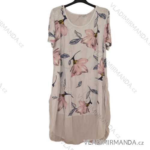 Šaty krátký rukáv dámské nadrozměr (XL/2XL ONE SIZE) ITALSKÁ MÓDA IM423MAGNOL