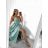 Long summer satin dress with straps women with belt (UNI S / M) ITALIAN FASHION IMM22INFINITE