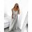 Long summer satin dress with straps women with belt (UNI S / M) ITALIAN FASHION IMM22INFINITE